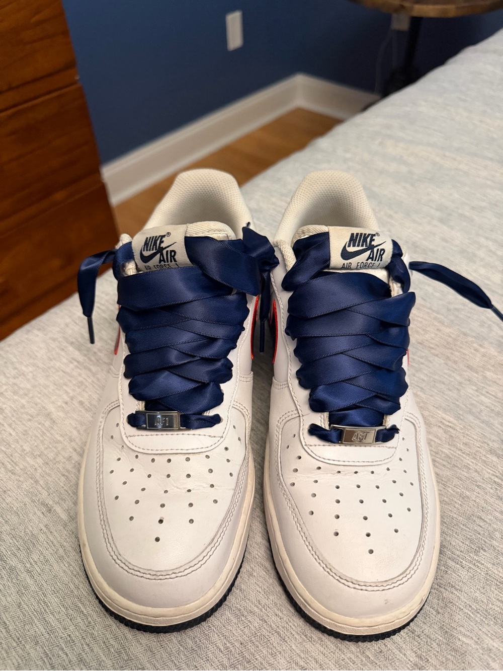 Nike Air Force 1 Low Houston Comets Four-Peat White Navy Women's 9
